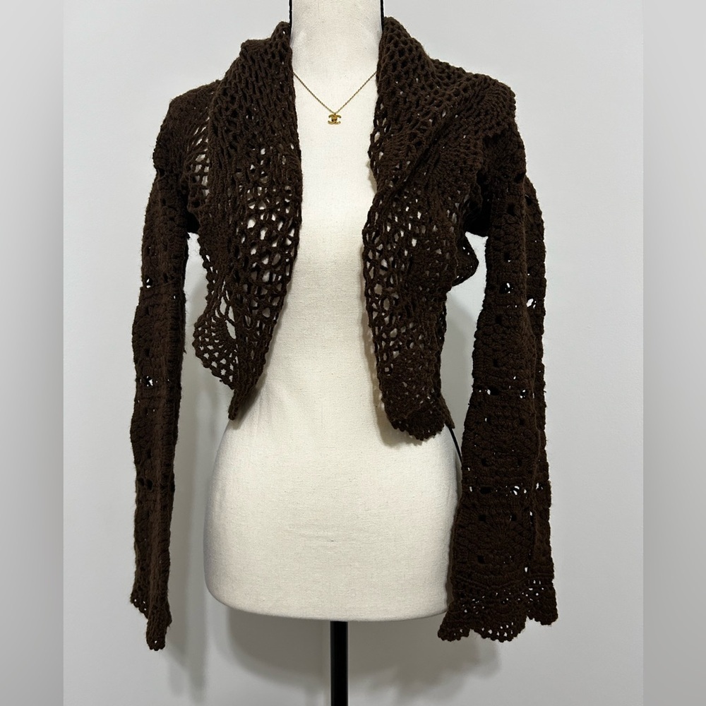 Bette Sung Elegant Brown Crochet Shrug